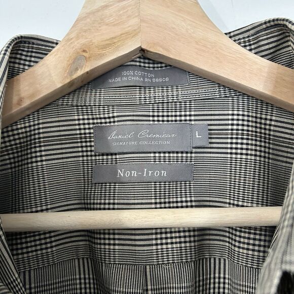 Daniel Cremieux men's button-down shirt size L in brown plaid no-iron cotton - Picture 4 of 4